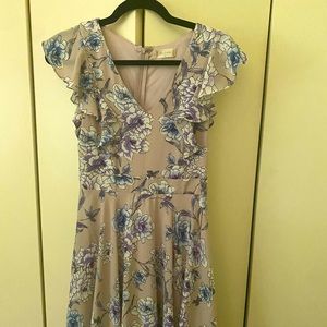 Purple floral midi dress